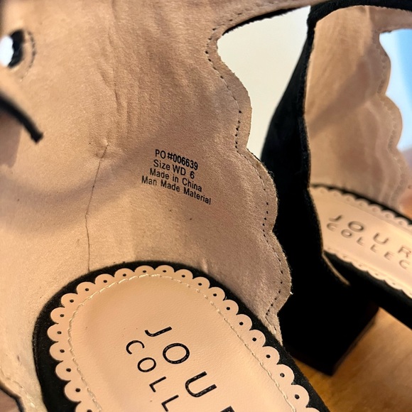 Journee Collection Edna Pump | Black Faux Suede Block Heels | Size 6 Wide - Picture 6 of 7